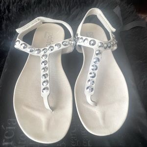 Pedro Garcia Judith Sandal Swarovski Crystal studded 37.5 white
